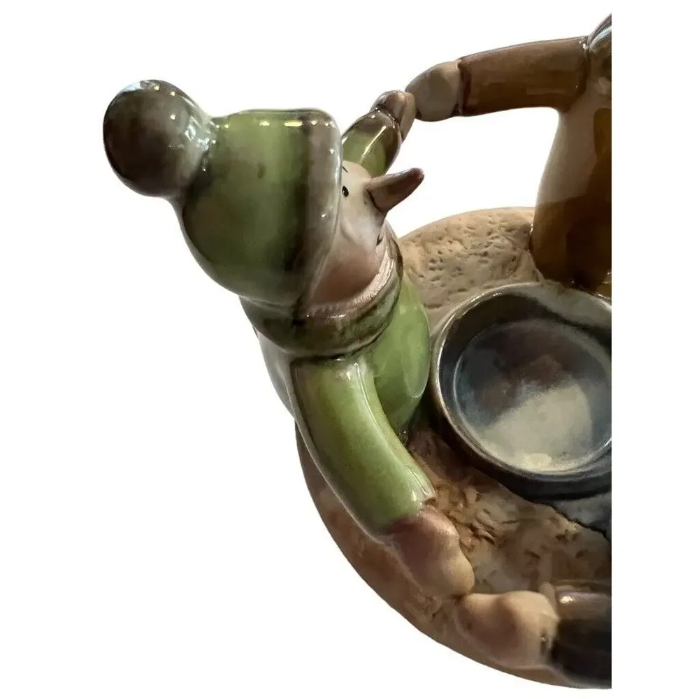 New Potters Garden Tea Light Candle Holder Circle of Snowmen Holiday Decor